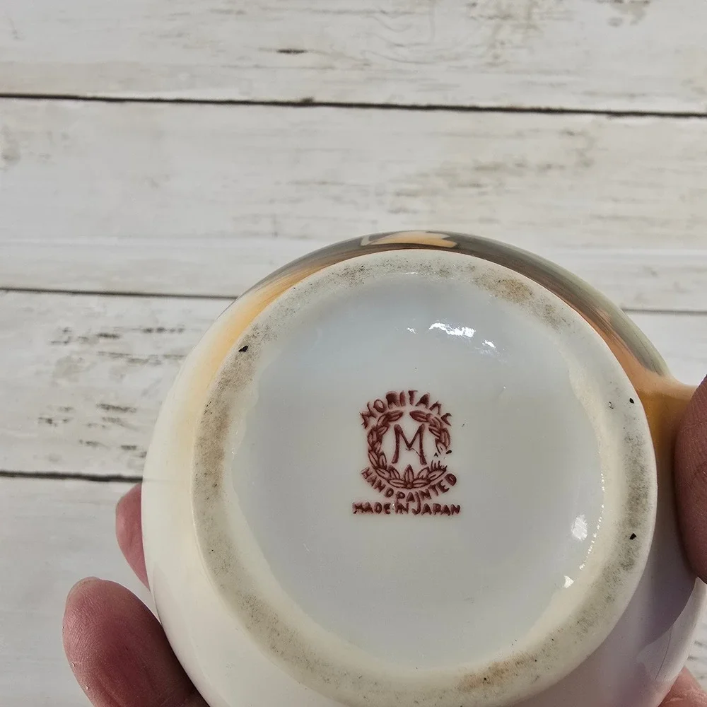 Vintage Noritake‎ Hand Painted Windmill Sugar Bowl with Lid Made in Japan Sunset
